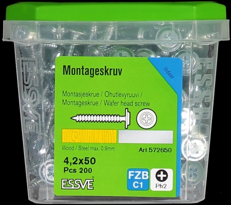 MONTAGESKRUV MED VASS SPETS PH2 FZB 4,2X50 200ST