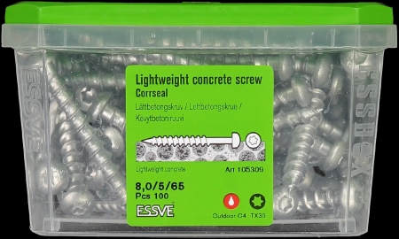 LÄTTBETONGSKRUV KULLRIGT HUVUD CORRSEAL 8X65 100ST