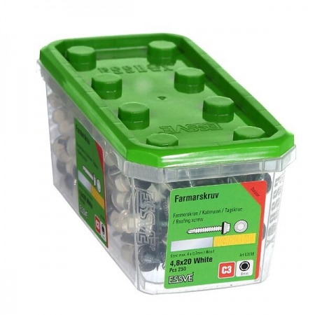 Essve BS Farmarskruv 250-pack Vit, 4,8x20mm