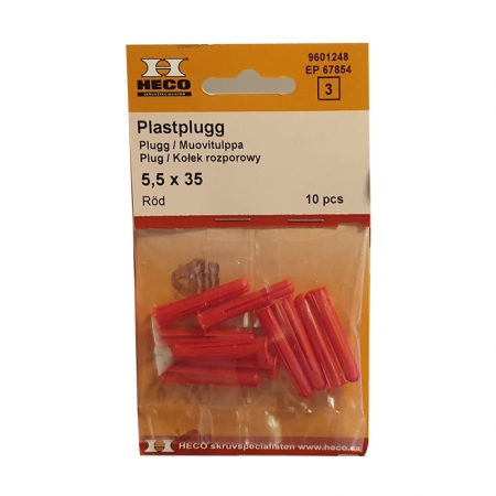 Heco 5,5 x 35 Röd plastplugg