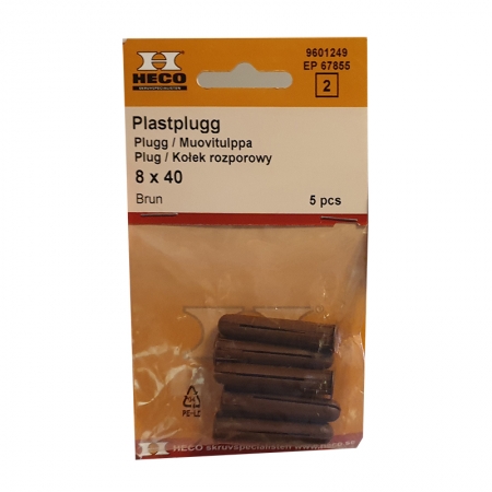 Heco 8 x 40 Brun plastplugg
