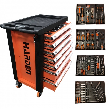 Harden Verktygssats med vagn 7 lådor inkl. 177 verktyg